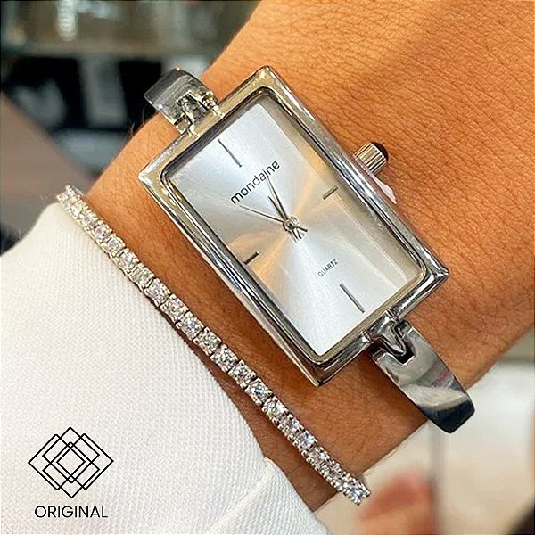 Relógio Mondaine Quadrado Feminino Prata 32985l0mvnm3