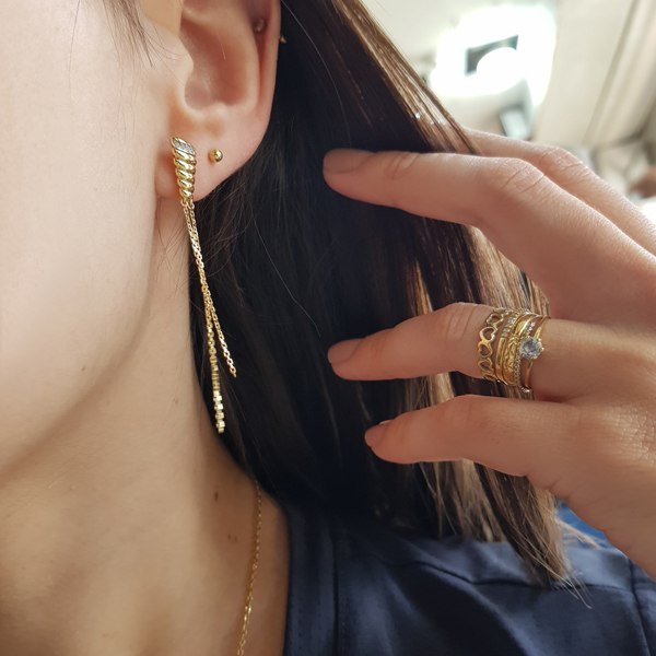 Brinco Alongado Ouro 18k Diamante