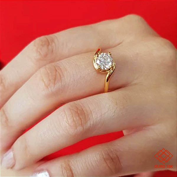 Anel Solitário Ouro 18k Diamante Laboratório 90pts