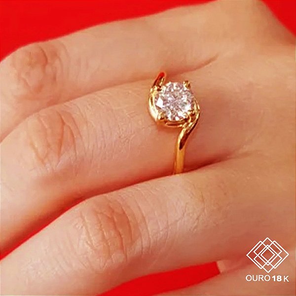 Anel Solitário Ouro 18k Diamante Laboratório 90pts