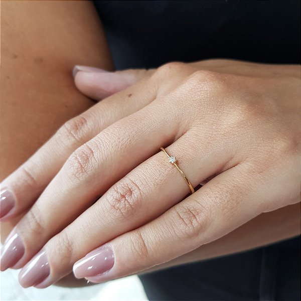 Anel Solitário Ouro 18k Diamante 3pts