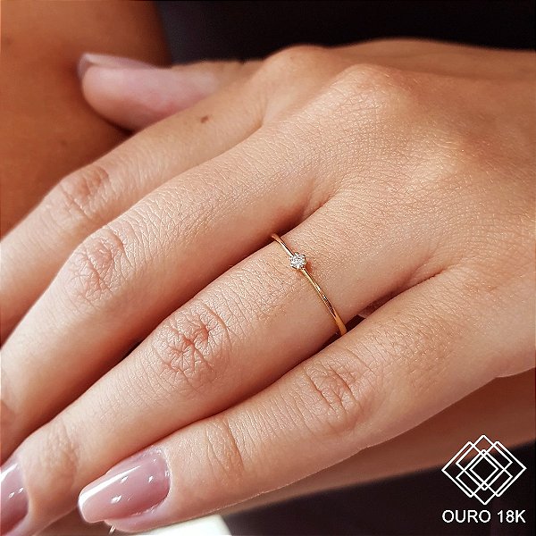 Anel Solitário Ouro 18k Diamante 3pts