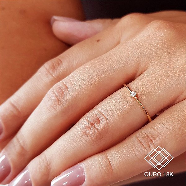 Anel Solitário Ouro 18k Diamante 4pts