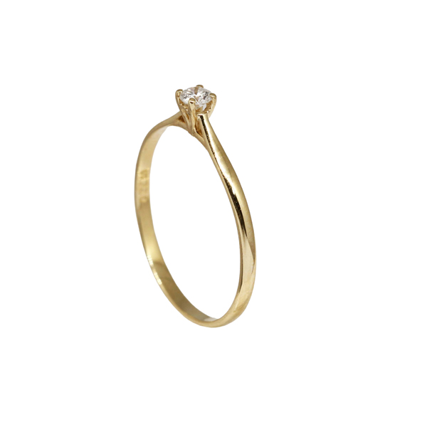 Anel Solitário Ouro 18k Diamante 12pts