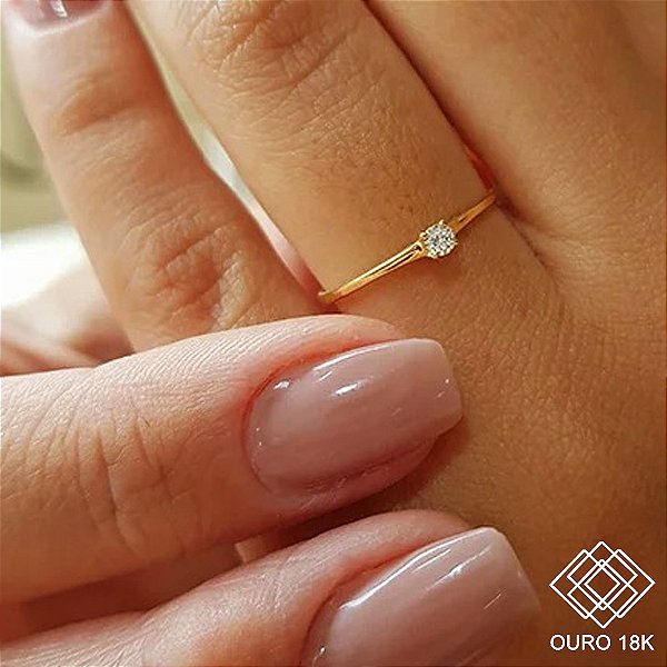 Anel Solitário Ouro 18k Diamante 5pts