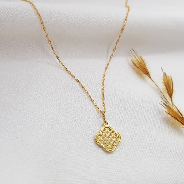 Gargantilha Pingente Trevo Ouro 18k