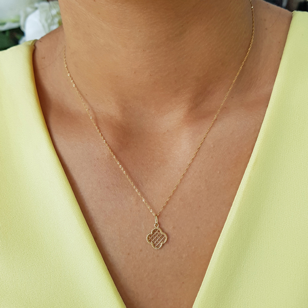 Gargantilha Pingente Trevo Ouro 18k