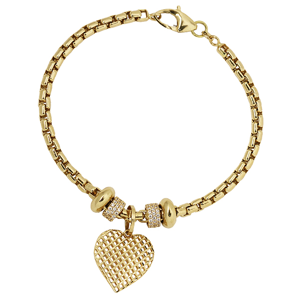 Pulseira Momentos Berloque Coração Ouro 18k