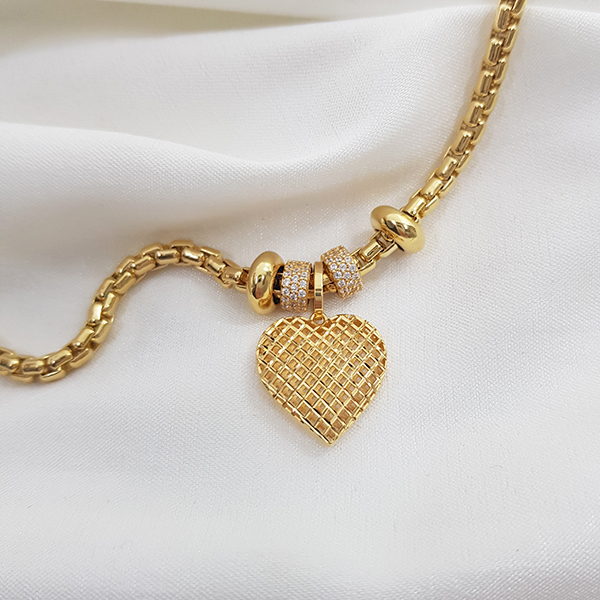 Pulseira Momentos Berloque Coração Ouro 18k