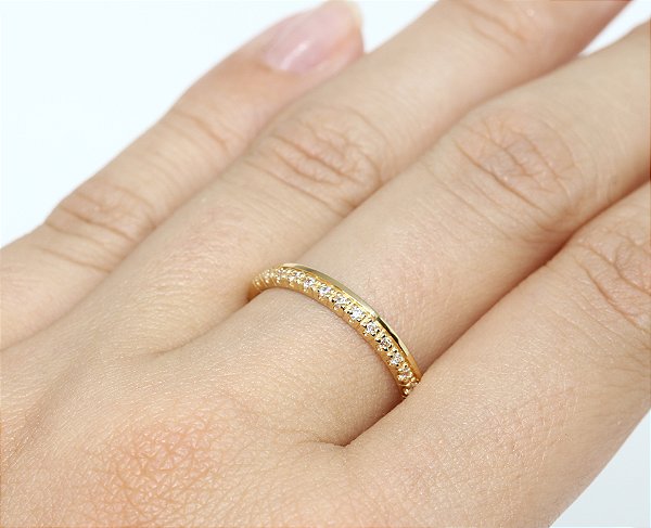 Anel Aparador Ouro 18k Zircõnias
