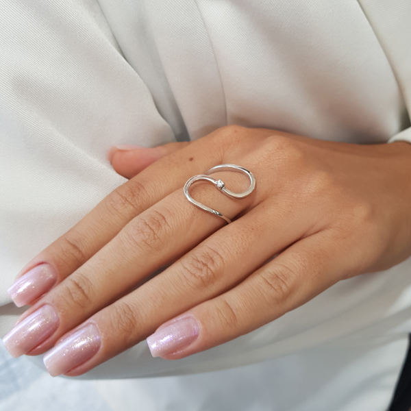 Anel Vazado Prata 925 Zircônia