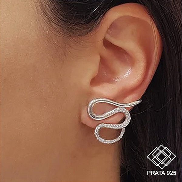 Brinco Serpente Prata 925 Zircônia