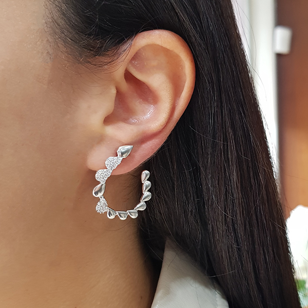 Brinco Gotas Prata 925 Zircônia