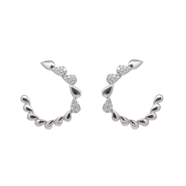 Brinco Gotas Prata 925 Zircônia
