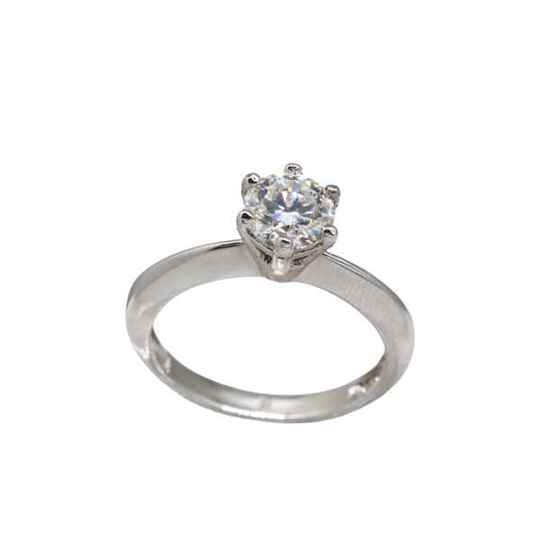 Anel Solitário Prata 925 Moissanite
