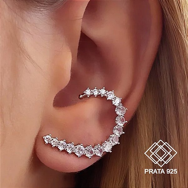 Brinco Anzol Prata 925 Zircônia