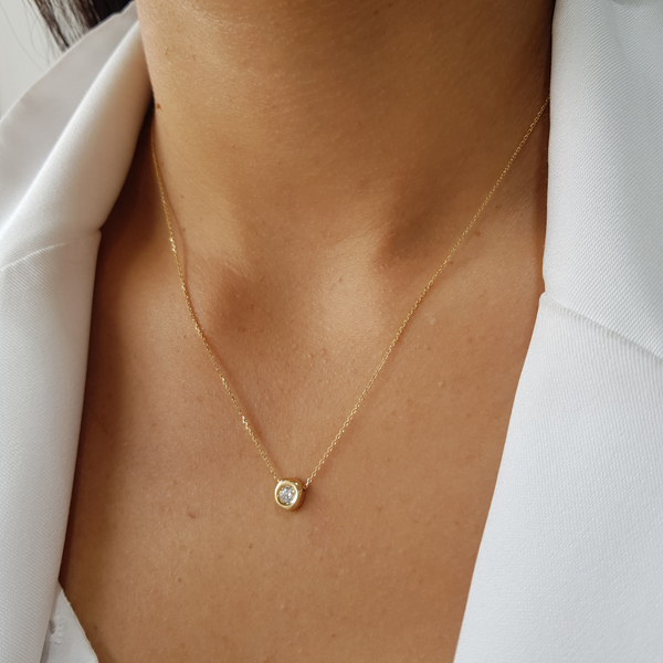 Gargantilha Ponto de Luz Ouro 18k - Diamante Laboratório 15pts