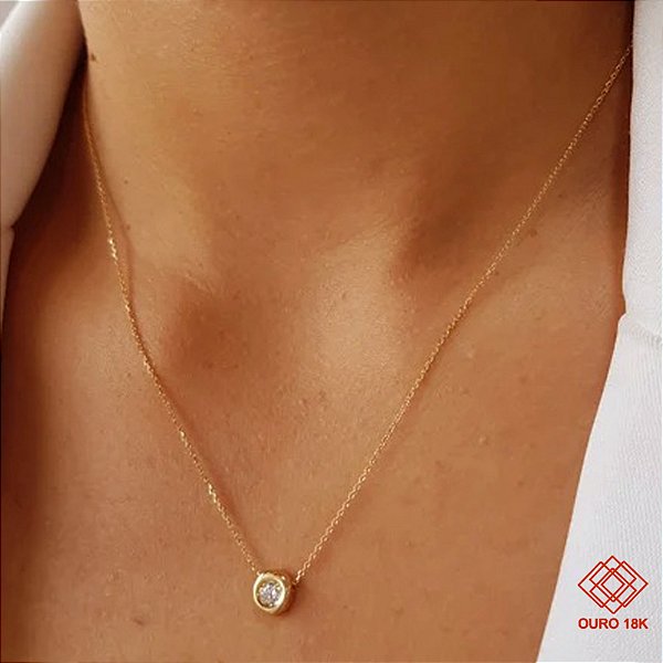 Gargantilha Ponto de Luz Ouro 18k - Diamante Laboratório 15pts