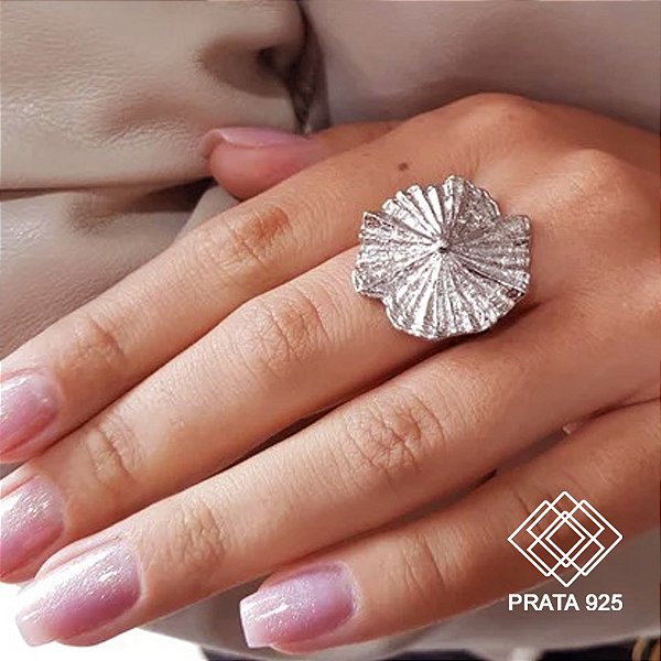Anel Folha Prata 925 Regulável