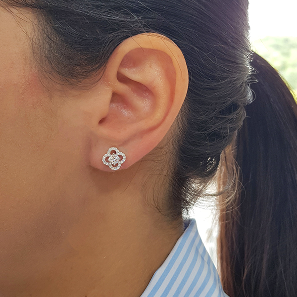 Brinco Flor Prata 925 Zircônia