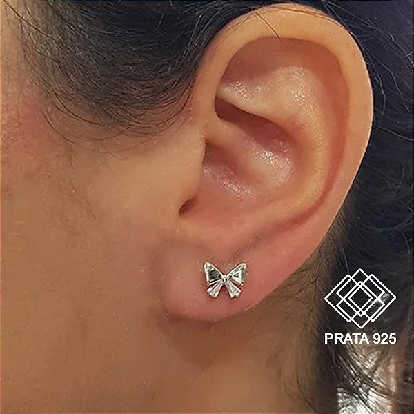 Brinco Pequeno Laço Prata 925