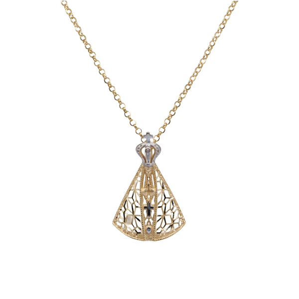 Kit Cordão + Pingente Nossa Senhora Aparecida Ouro 18k