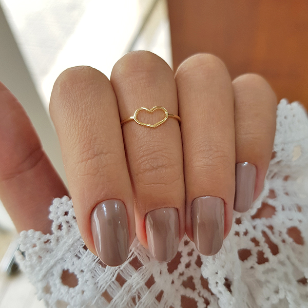 Anel Falange Coração Vazado Ouro 18k