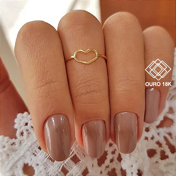 Anel Falange Coração Vazado Ouro 18k