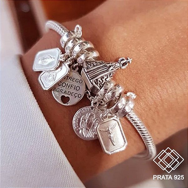 Pulseira com Berloque Prata 925