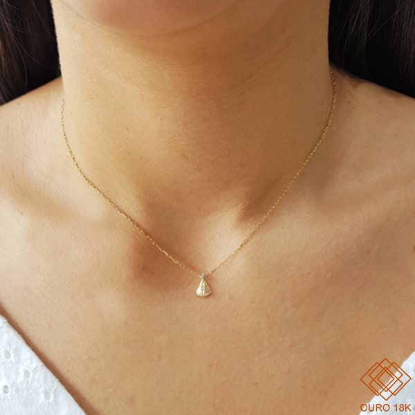 Kit Cordão + Pingente Nossa Senhora Aparecida Ouro 18k