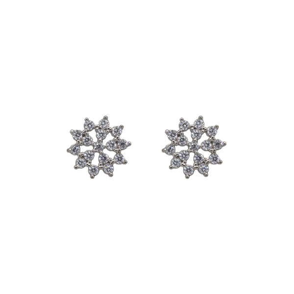 Brinco Flor Prata 925 Zircônias