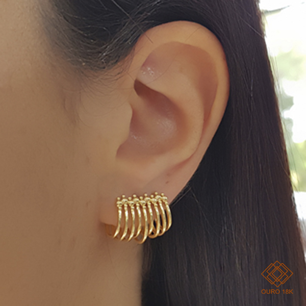 Brinco Ear Cuff Aros Ouro 18k
