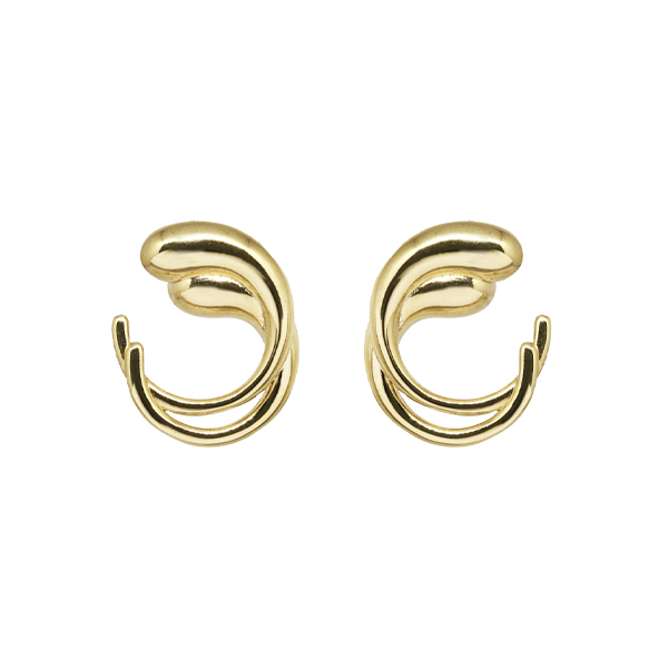 Brinco Meia Argola Dupla Ouro 18k
