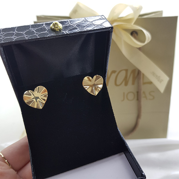 Brinco Coração Orgânico Ouro 18k