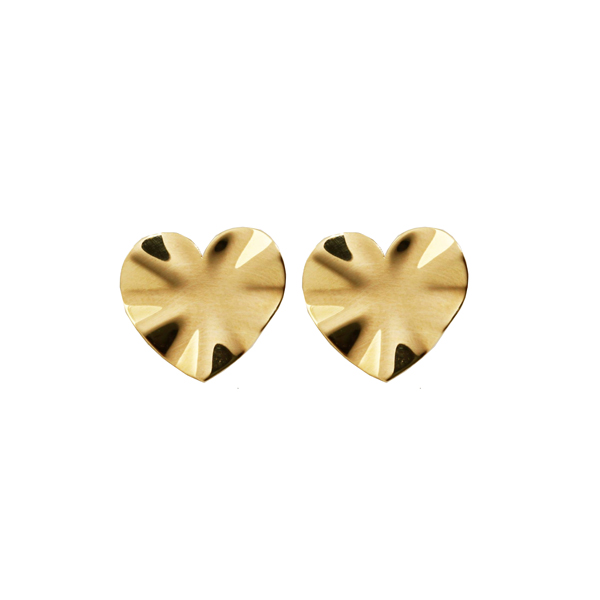 Brinco Coração Martelado Ouro 18k