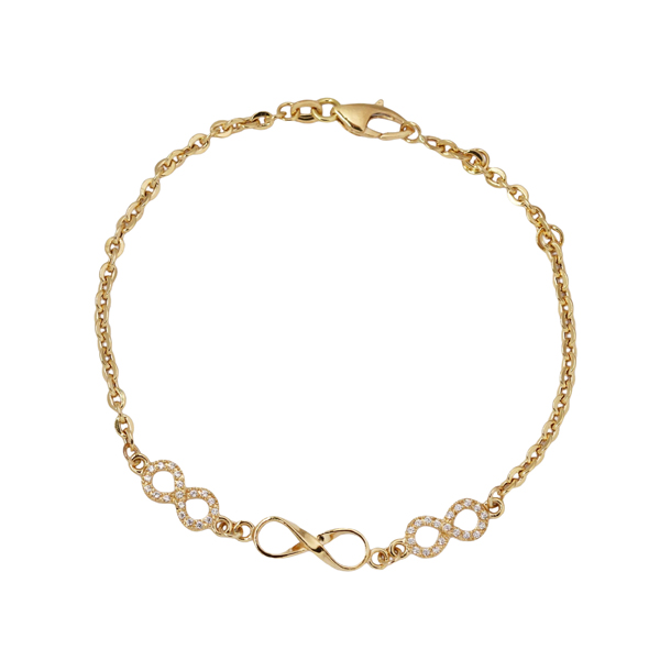 Pulseira Infinito Ouro 18k Zircônias