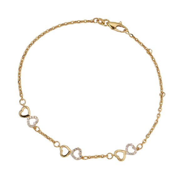 Pulseira Corações Ouro 18k