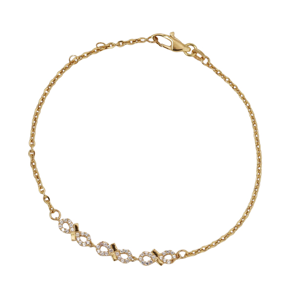 Pulseira Infinito Ouro 18k Zircônias