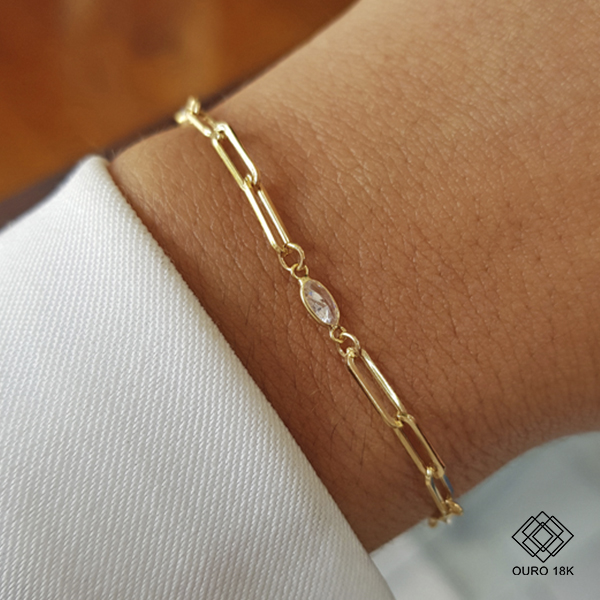 Pulseira Elos Ouro 18k Zircônias