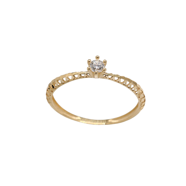 Anel Solitário Ouro 18k Zircônias
