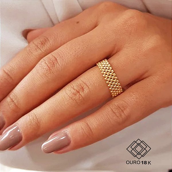 Anel Esferas Ouro 18k