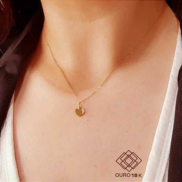 Kit Cordão Ouro 18k + Pingente Coração Ouro 18k