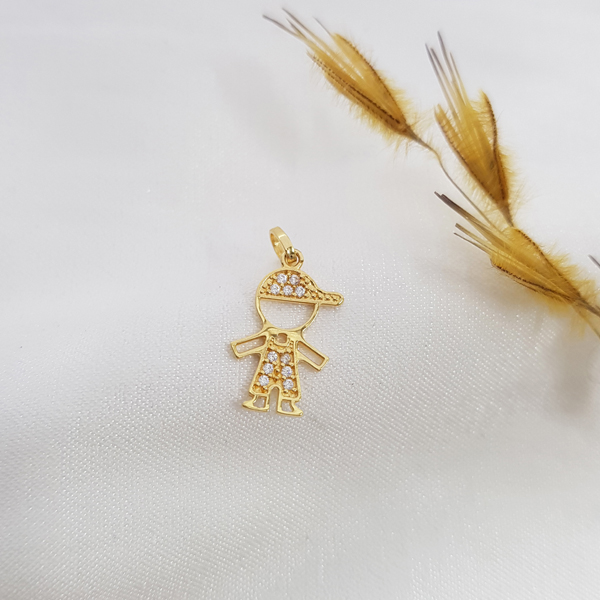 Pingente Menino Ouro 18k Zircônia