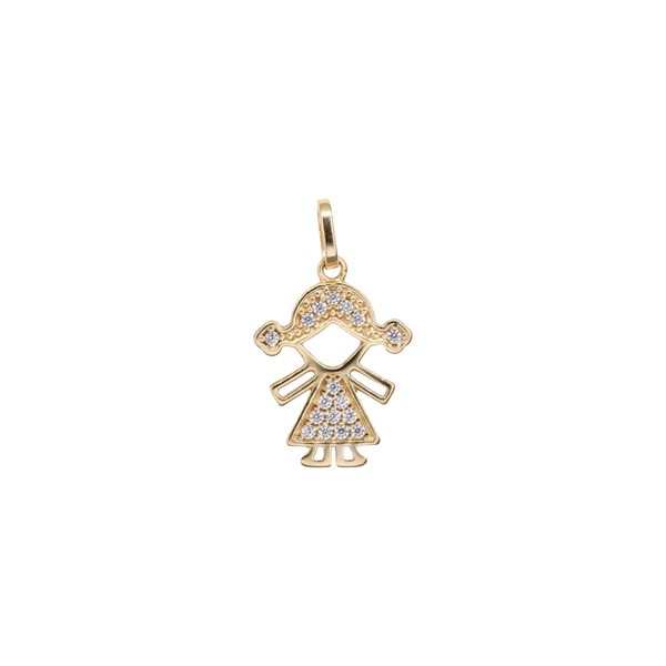 Pingente Menina Ouro 18k Zircônia