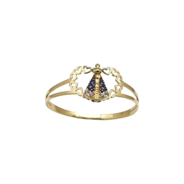 Anel Nossa Senhora Ouro 18k Zircônia