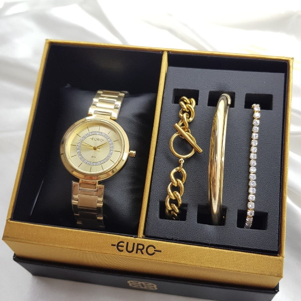 Kit Relógio Euro Feminino Soul Dourado Eu2035zca/k4d