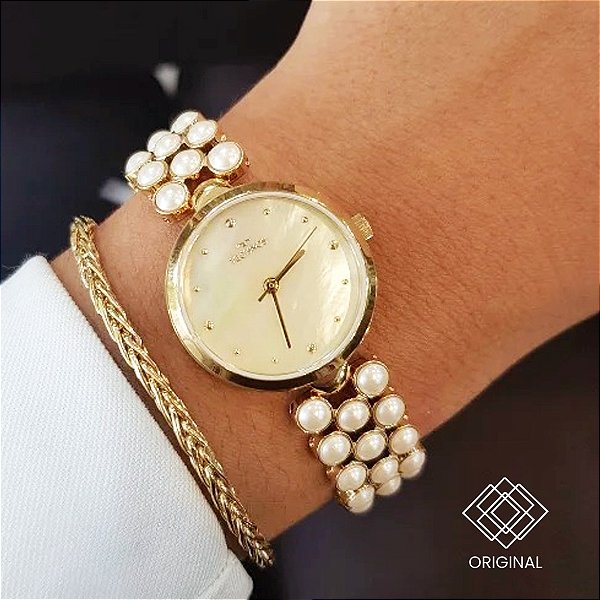 Relógio Technos Feminino Dourado Pérola 5y30ye/1x