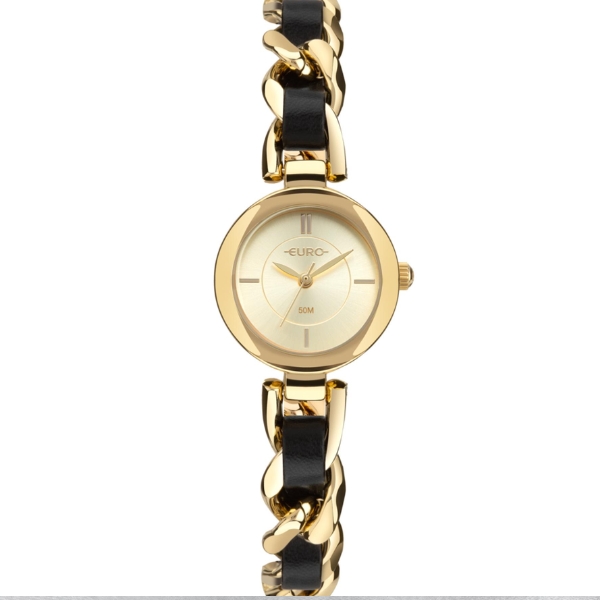 Relógio Euro Feminino Dourado Couro Eu2035zbk/5d