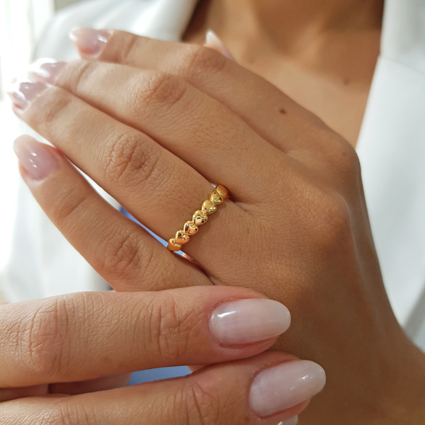 Anel Aparador Corações Ouro 18k