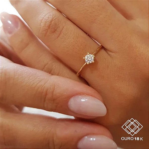 Anel Solitário Ouro 18k - Diamante Laboratório 50Pts